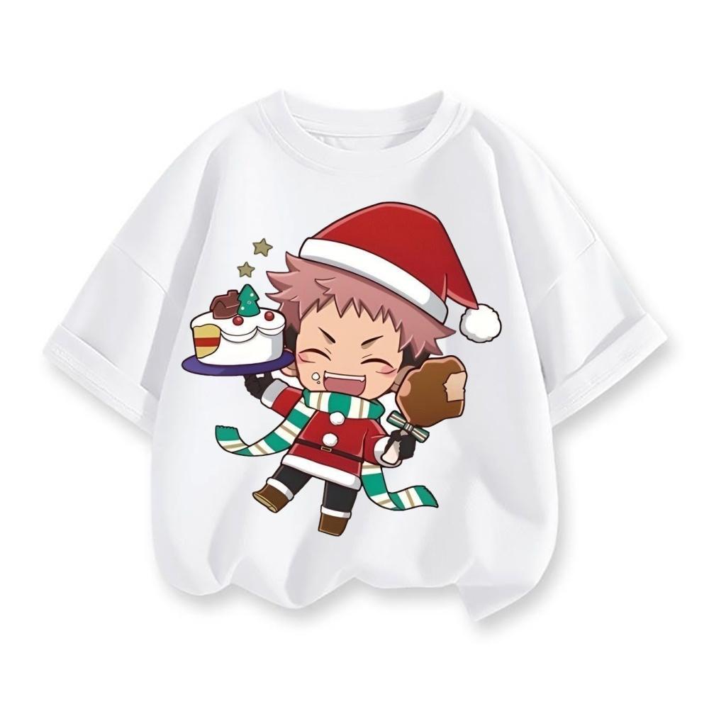 Casual Christmas Japanese Anime Spell Return Battle Joint Short Sleeved T-shirt Children's 2D Loose Wear