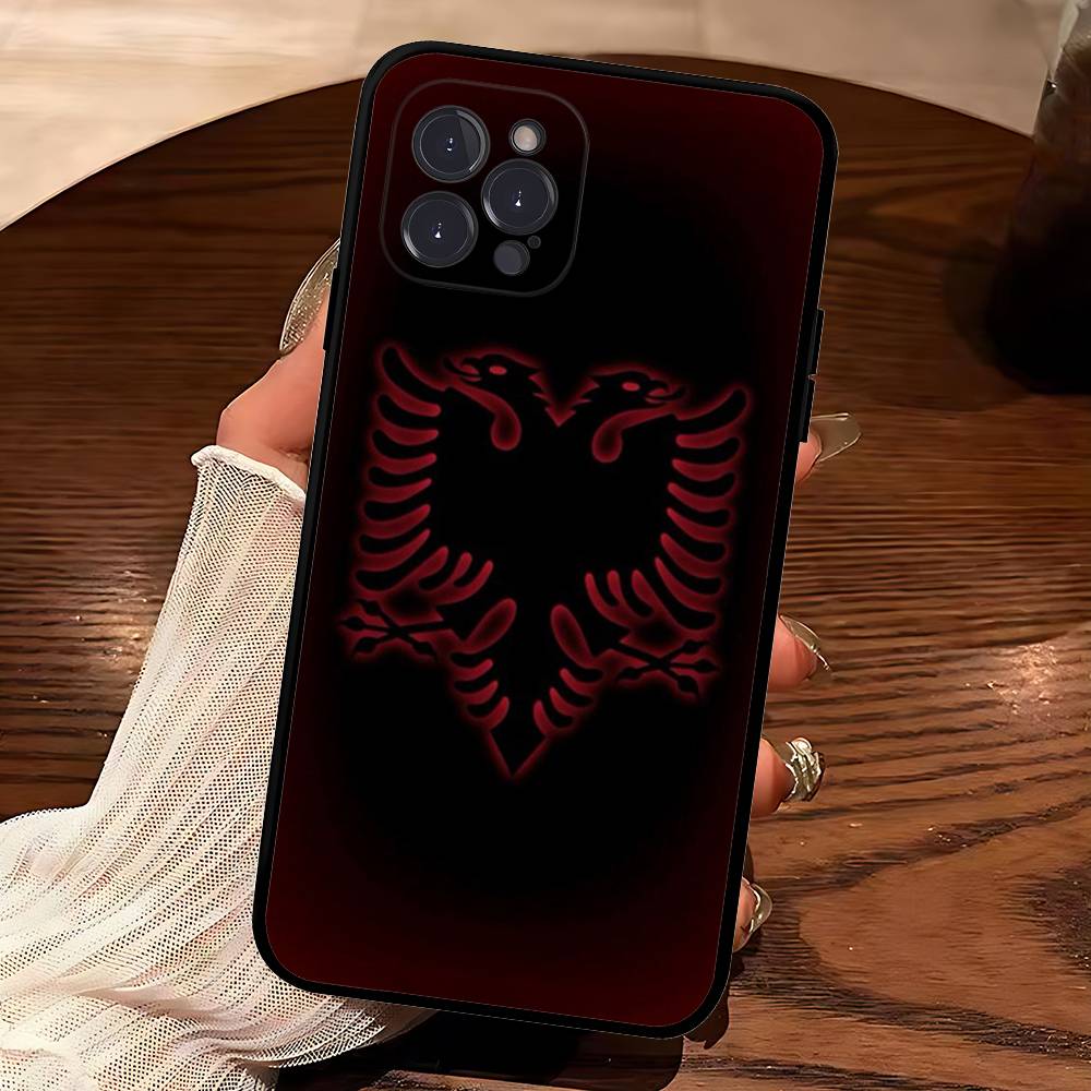 

Albanian Flag Map Phone Case For Iphone 16 15 17 13 14 12 11 Pro Max Plus Black Shell Cover Case iPhone 15
