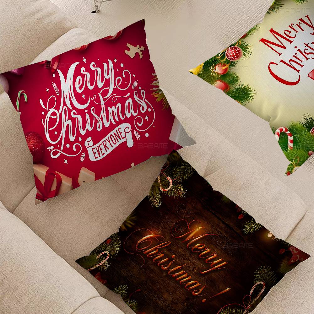 Poszewka na poduszkę Wesołych Świąt Poliester Poduszki na sofę Dekoracyjne poduszki rzucane Wystrój domu Poszewka na poduszkę