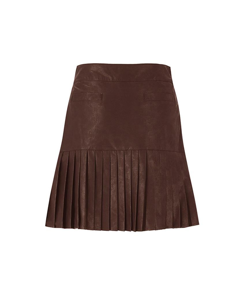 SOUP Faux Leather Pleated Skirt (Syasr36)