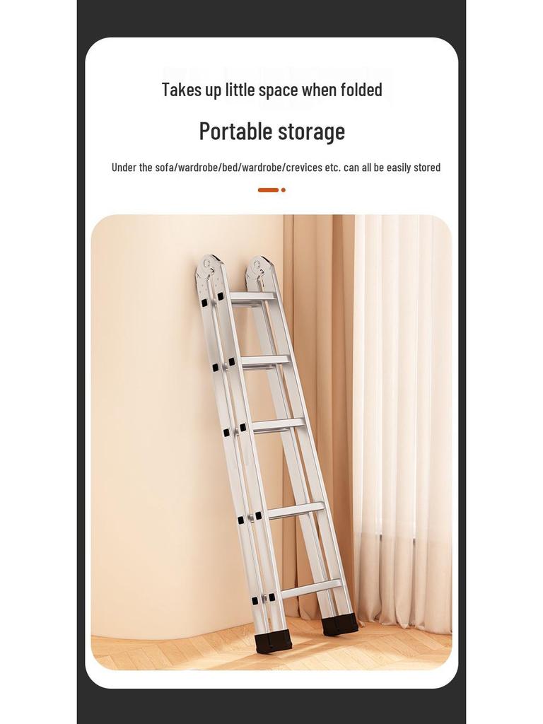 Galvanized Folding A-Frame Ladder: Double-Sided, Multifunctional, Thickened for Outdoor or Household Use