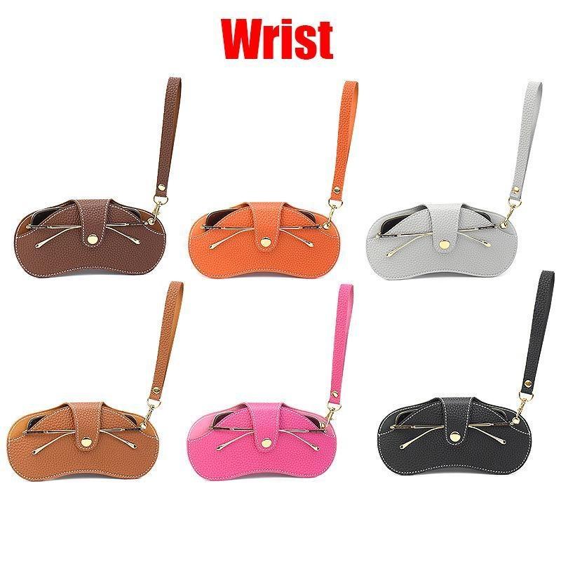 Glasses Case Portable Neck Hanging Soft Leather Scratch Wear Resistant Glasses Bags PU Leather Glasses Holder