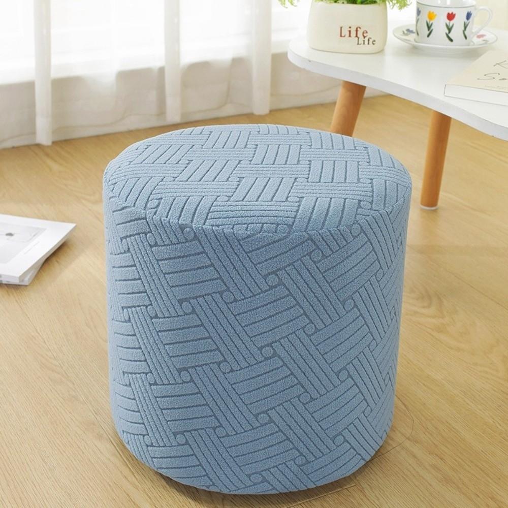 New Solid Color Jacquard Ottoman Cover Elastic T-Shape Footrest Slipcover Soft Pouf Stool Cover Living Room