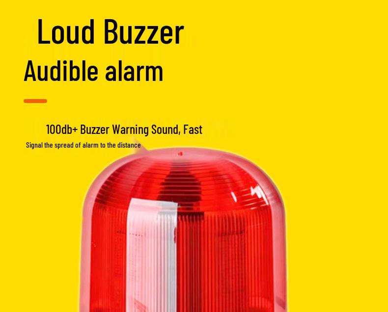 Adjustable Magnetic Rotating Alarm Light with Flashing and Sound, 12V/24V/220V