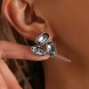 Allergy Resistant Zinc Alloy Geometric Triangle Glass Ear Studs with Ultra Light 10g Weight Designed for Sensitive Skin Daily Comfort