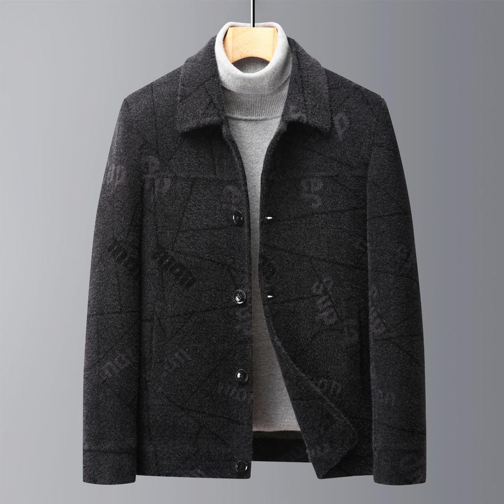 Autumn and Winter New Men's Chenille Jacket Business Casual Lapel Cotton Thickened Young and Middle-aged Jacket Men's Coat