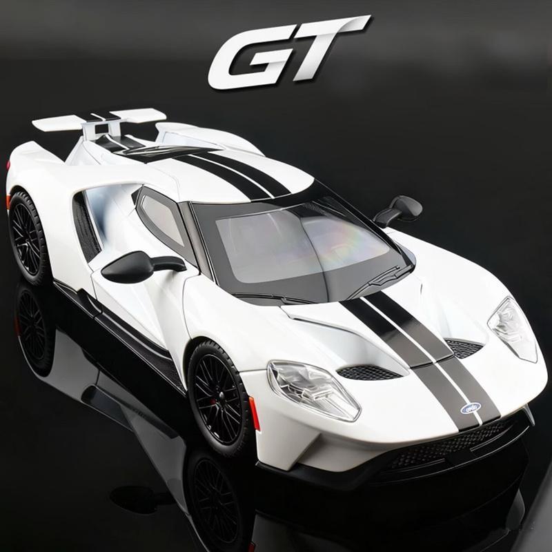 Modellino Auto Sportiva Ford GT in Lega 1/24 Diecasts Veicoli da Corsa in Metallo Modello Auto Suono e Luci Simulati Collezione Giocattolo per Bambini Regalo