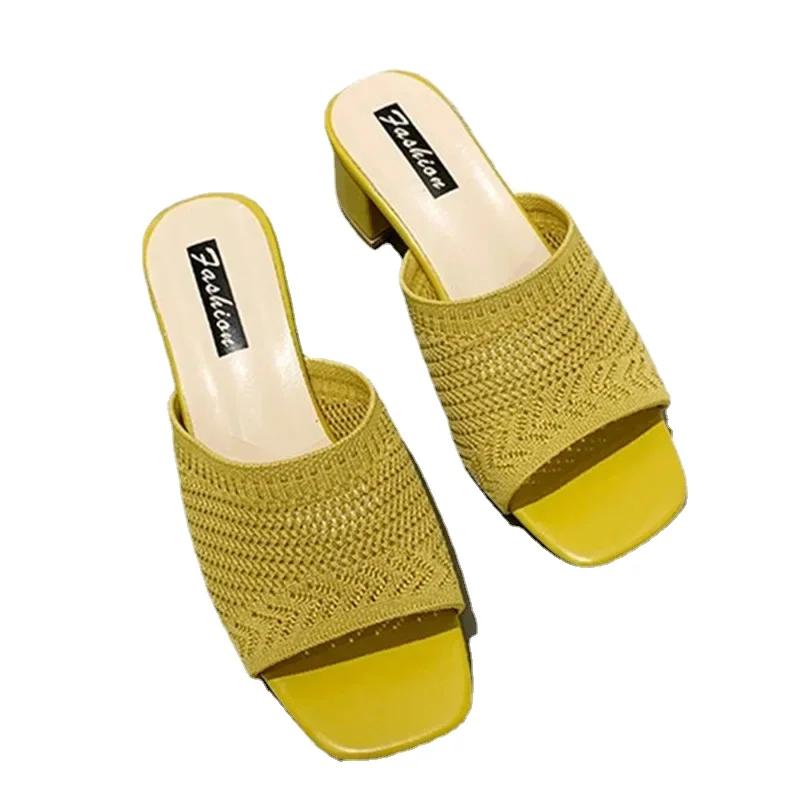 Fashion Women Slippers Closed Toe Comfort Slippers Women Fashion Outdoor Sandals Women Medium Heel Slippers