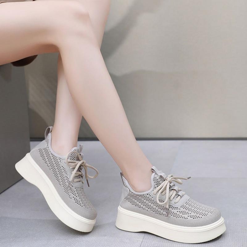 Summer Breathable Women's Casual Shoes New Mesh Ankle Platform Sneakers Comfortable Soft Sole Wear-resistant Walking Shoes 2025