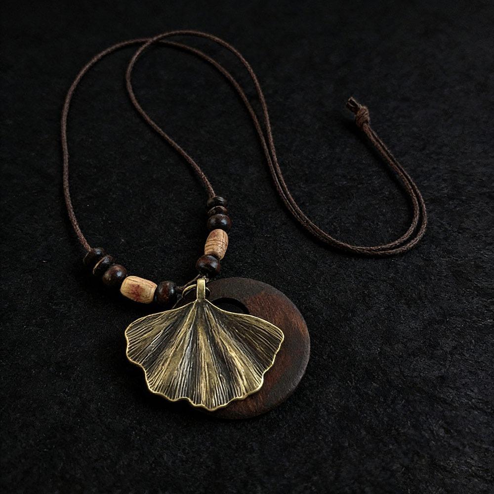 Boho Sweater Chain Hollow Leaves Clothing Pendant Vintage Necklace  Gifts