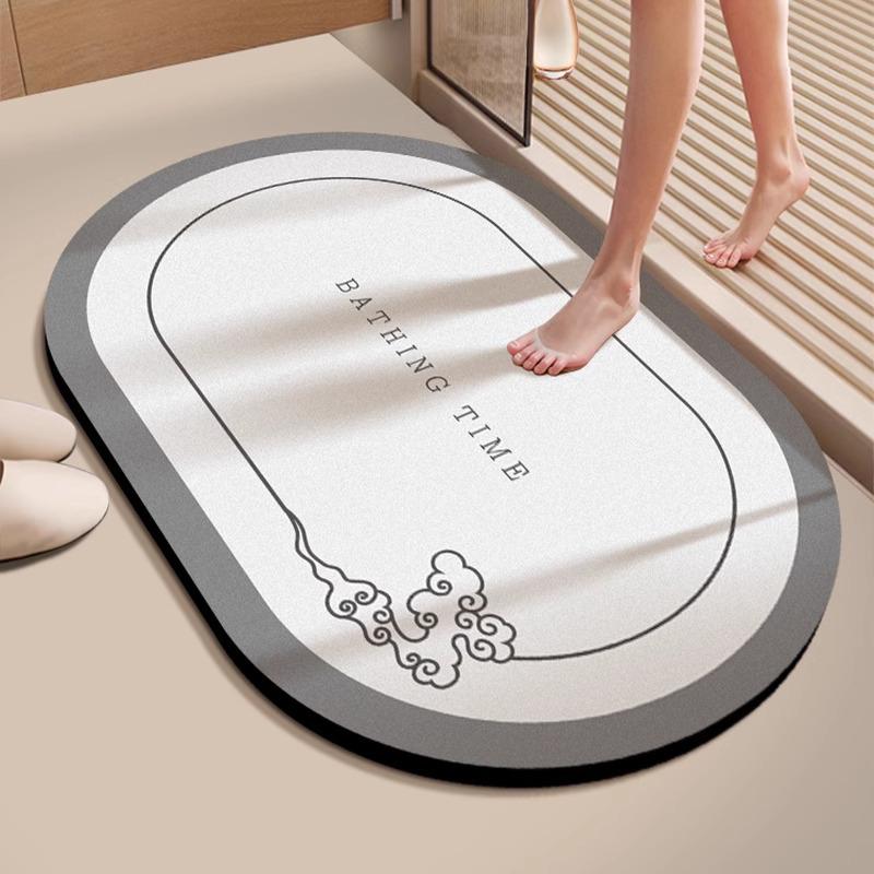 Anti-Slip Diatom Mud Bathroom Mat: Water-Absorbent, Stain-Resistant, Easy-Clean Floor Mat for Toilet Entrance