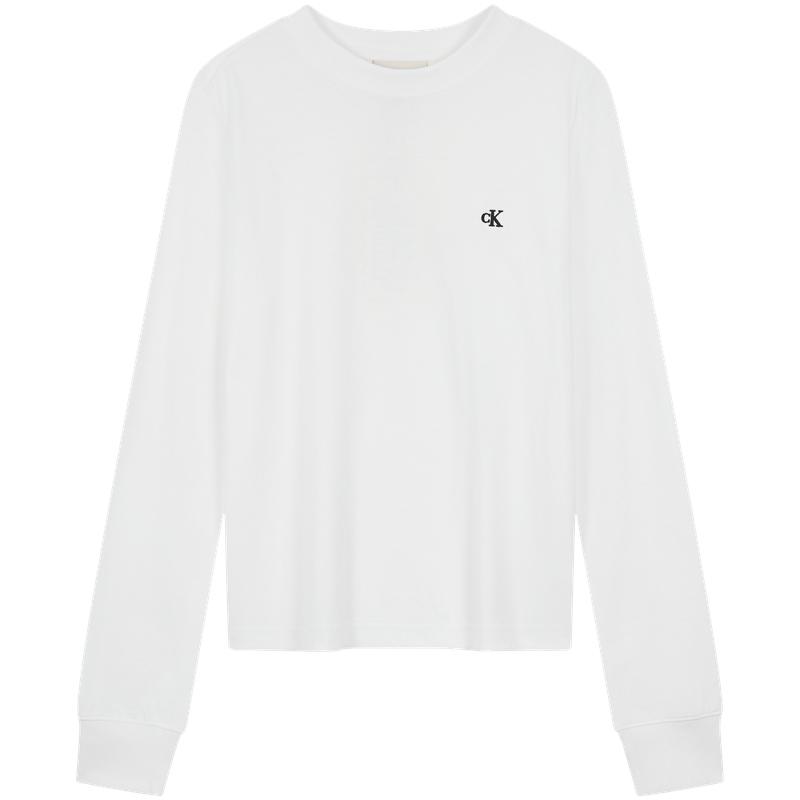 

Calvin Klein Casual Commuting Cotton Embroidered Solid Long Sleeve T-Shirt Women Tops 47D269G XXS