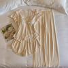 Women's Modal Pajama Set: Short-Sleeved with Built-in Bra, Includes Shorts and Long Pants for Spring/Summer
