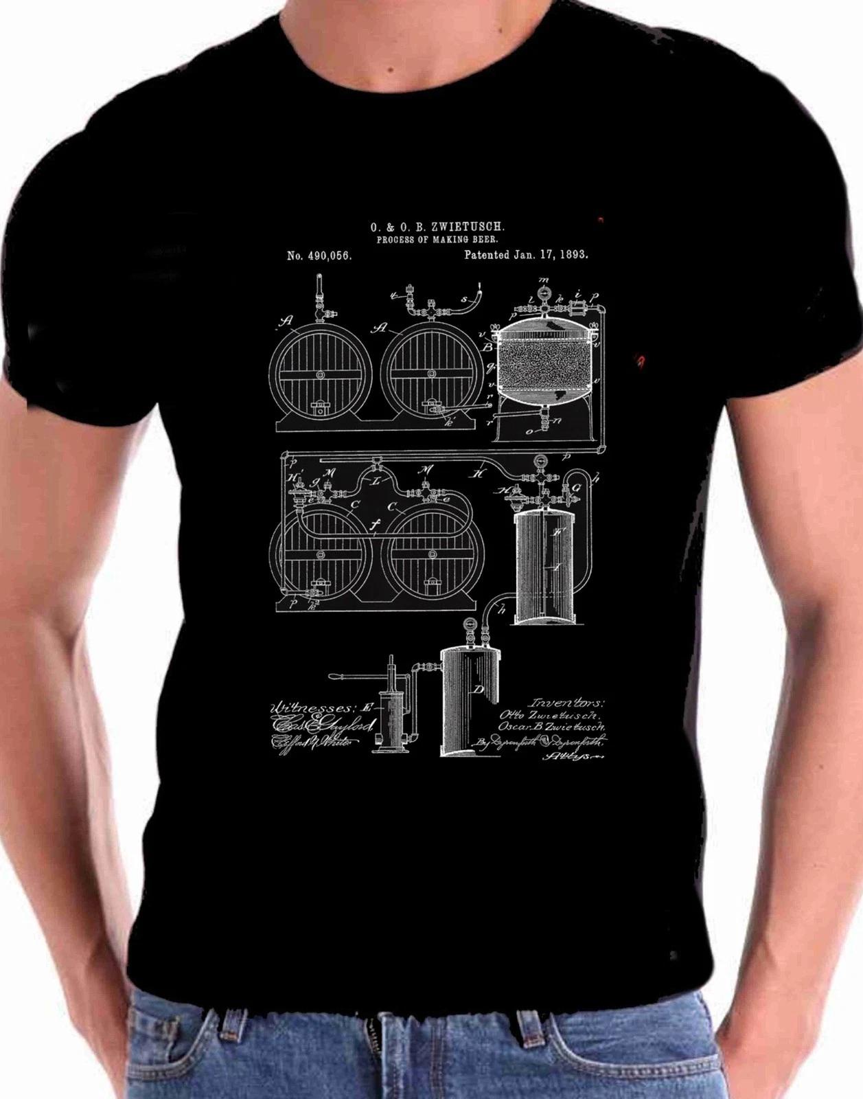 Making Beer Patent T-Shirt Drawing Art Vintage Liquor Booz Art Prohibition Era S