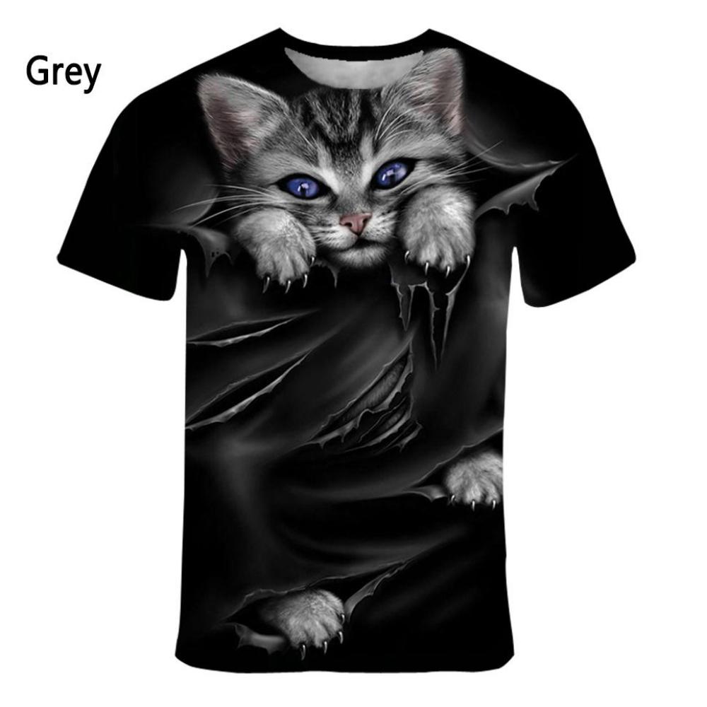 Nueva Moda Camiseta con Estampado 3D de Cara de Animal para Hombre y Mujer Verano Casual Manga Corta Mono Perro Gato León Camiseta con Estampado de Animales