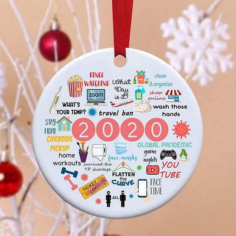 High-quality 2020 Quarantine Ornament Circular Acrylic Christmas Tree Decor