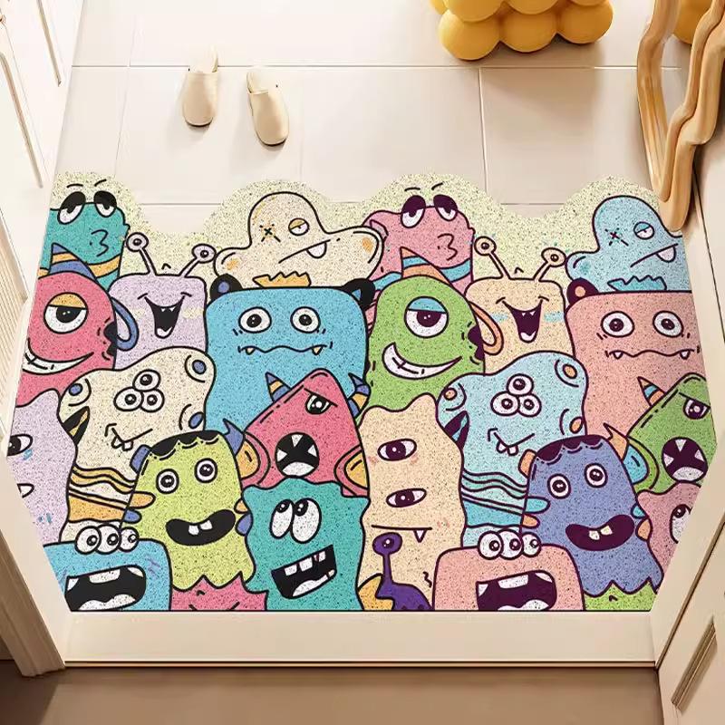 

Anime Little Monster Scraping Mud Mat Into The Door Slip-resistant Wear-resistant Silk Ring Rug Home Can Be Cut Into The Entryway Mat 40 * 60cm