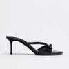 High Heels New Product Line with Metal Buckle Slippers Mesh Fabric Bow Decoration High Heel Sandals Women Shoes Women's Sandals