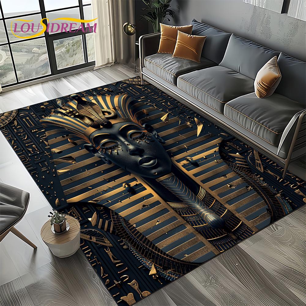 Ancient Egypt Death Anubis Pharaoh Horus Mythology Carpet Rug for Living Room Bedroom Home Sofa,Area Rug Non-slip Floor Mat