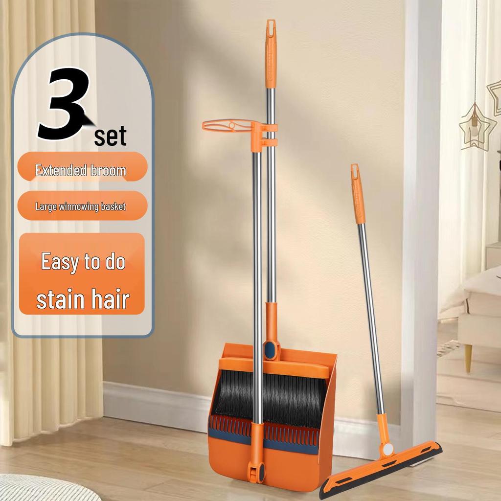 Magnetic Folding Broom & Enlarged Dustpan Set for Home