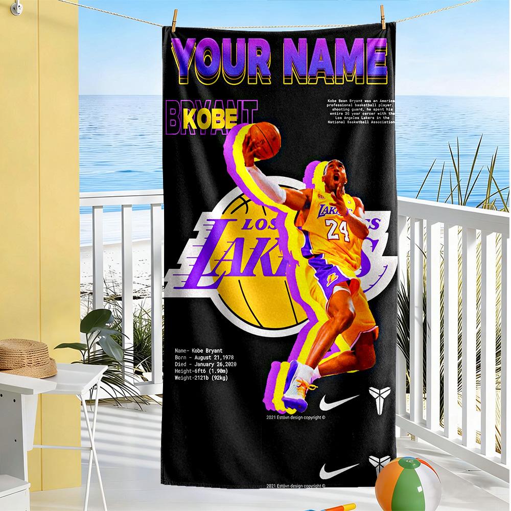 Kobe Customize Your Name Beach Towel Soft Durable Quickdry Suitable For Sports Travel Swimming Yoga Bathroom Beach And Pool