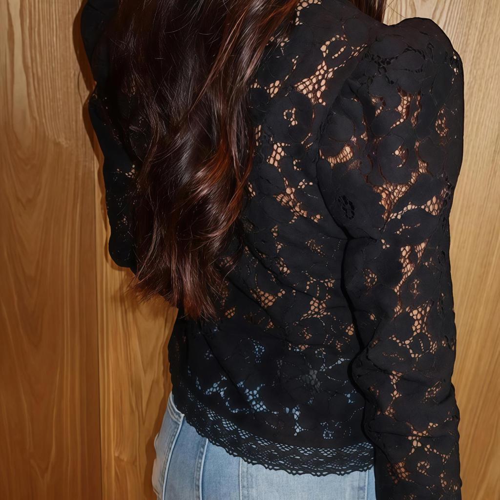 Europäischer & Amerikanischer Stil Froschknopf Spitzenshirt - Stehkragen, Taillenformend, Vielseitiges & Atmungsaktives Oberteil, 2025.