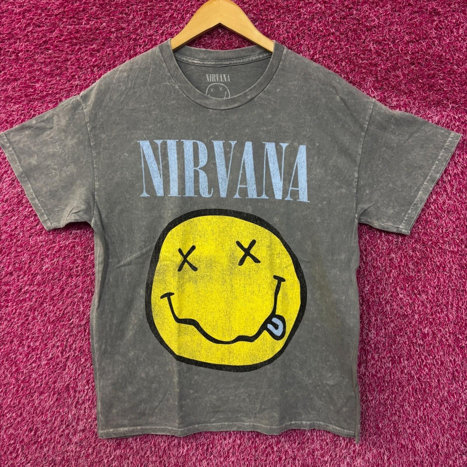 Футболка Nirvana Nevermind со смайликом, минеральная стирка, размер L XL