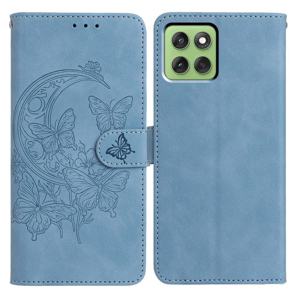 For Motorola Edge 60 5G Case Butterfly Flower Imprinted PU Leather Wallet Stand Phone Cover