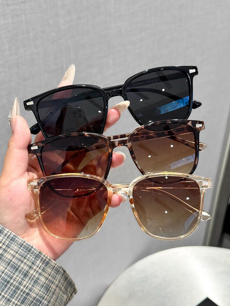 3Pcs Women's Cat-Eye Fashion Glasses Set, Suitable for Street Photography Outfits, Multi-Color Combination Set