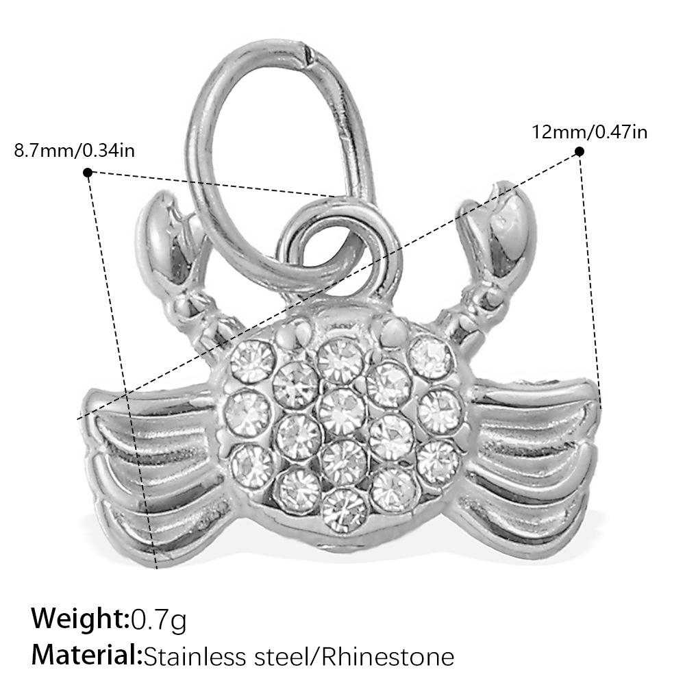 Beach Wind Delicate Inlaid Rhinestones Starfish Coconut Tree Pendant Diy Necklace Pendant Stainless Steel Bracelet Accessories