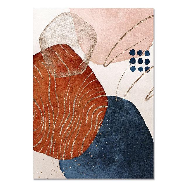 Abstract Geometric Line Orange Watercolor Boho Wall Poster Print Nordic Canvas Painting Art Pictures Living Room Home Decor