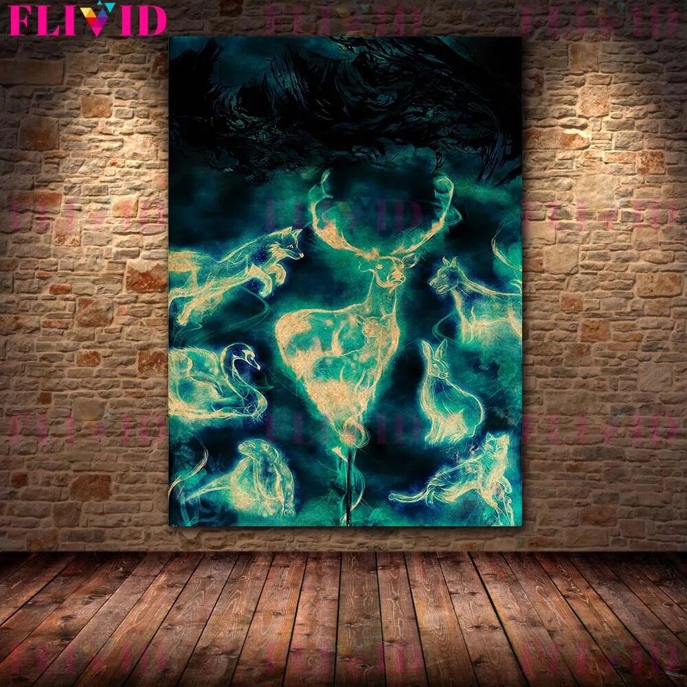 Fire Moth,Owl,Crow,Toad,Elk Abstract Mysterious Animal Art Poster And Print  Creatures In The Magic World Vintage Wall Art Decor No Frame