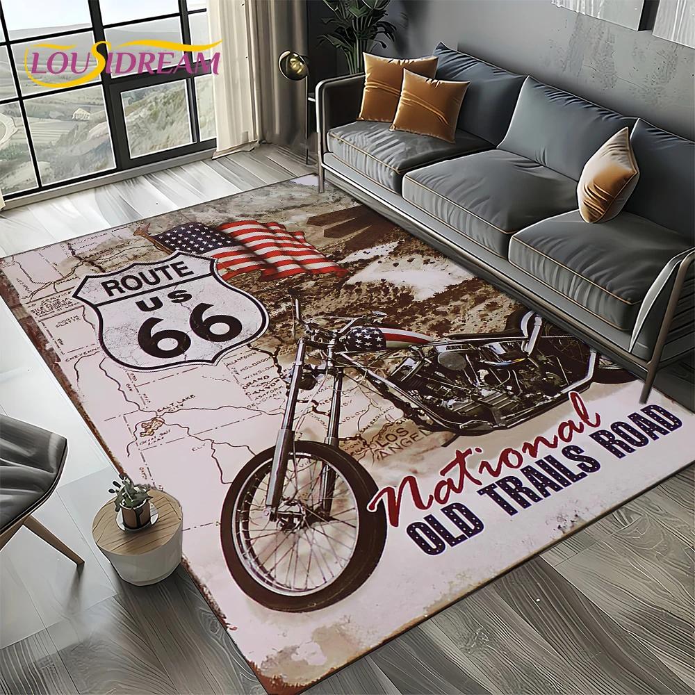 Route 66 Retro America Historic Mother Road,mãe EstradaCarpet Rug for Living Room Bedroom Home Sofa,Area Rug Non-slip Floor Mat
