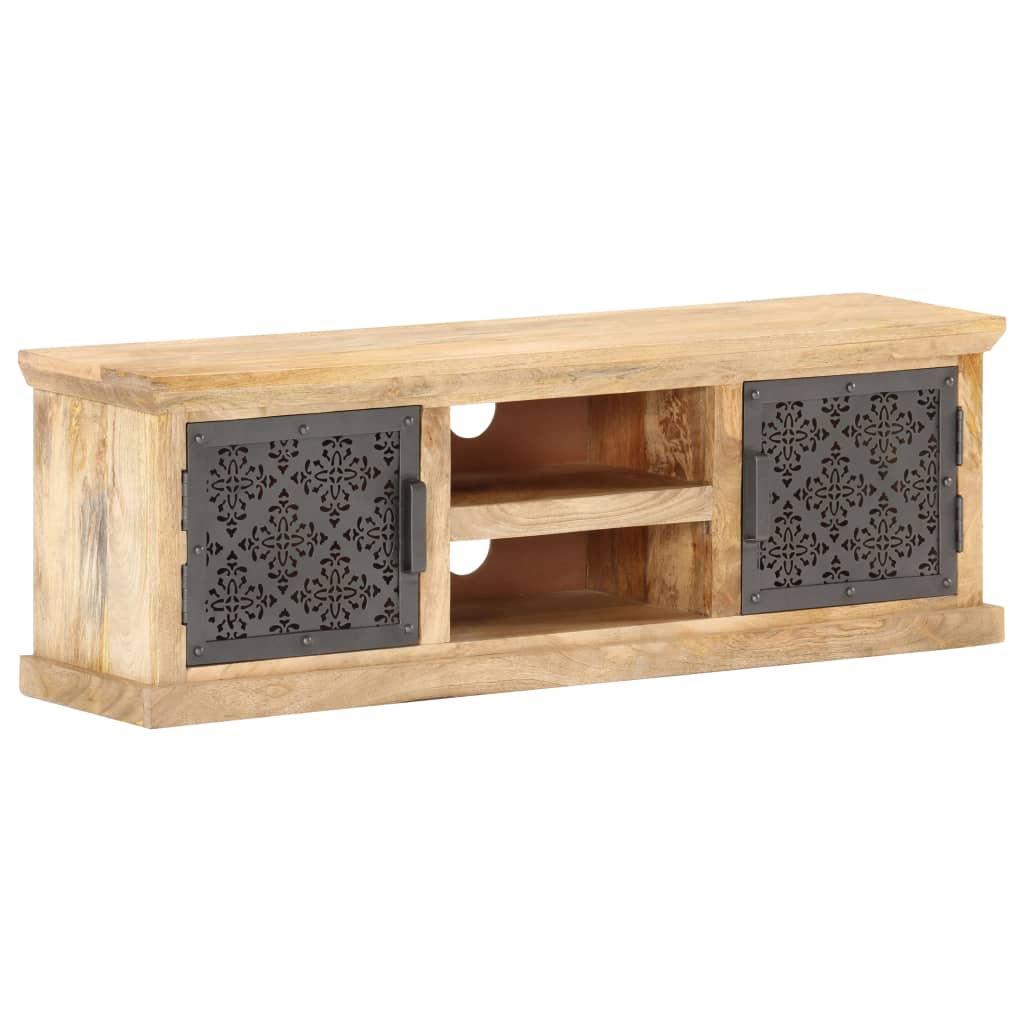 TV Cabinet with Steel Doors 120 X 30 X 40 Cm Solid Mango Wood