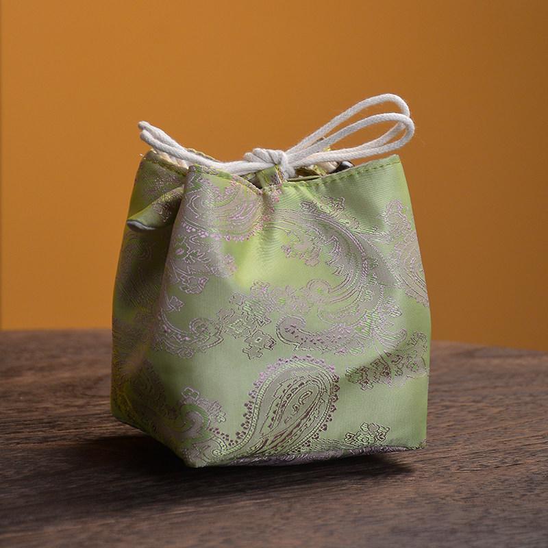 1pc Tea Set Storage Bag Chinese Woven Brocade Tea Cup Bag Vintage Printed Teapot Cloth Bags Portable Travel Master's Cup Sacks