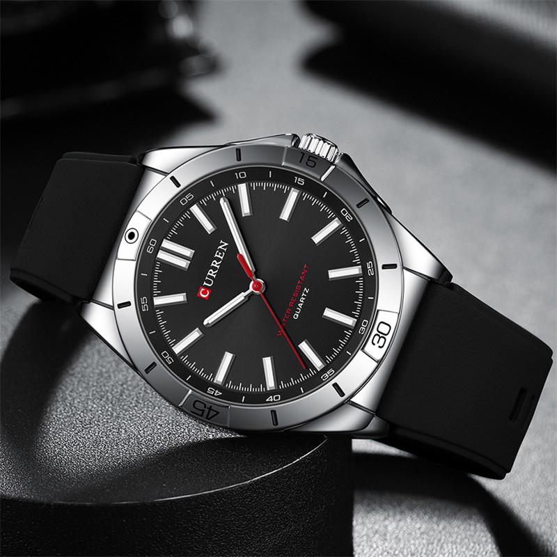 CURREN Sport Men Watch Top Brand Luxury Military Army Waterproof Male Clock Black Silicone Quartz Original Man Wristwatch 8449