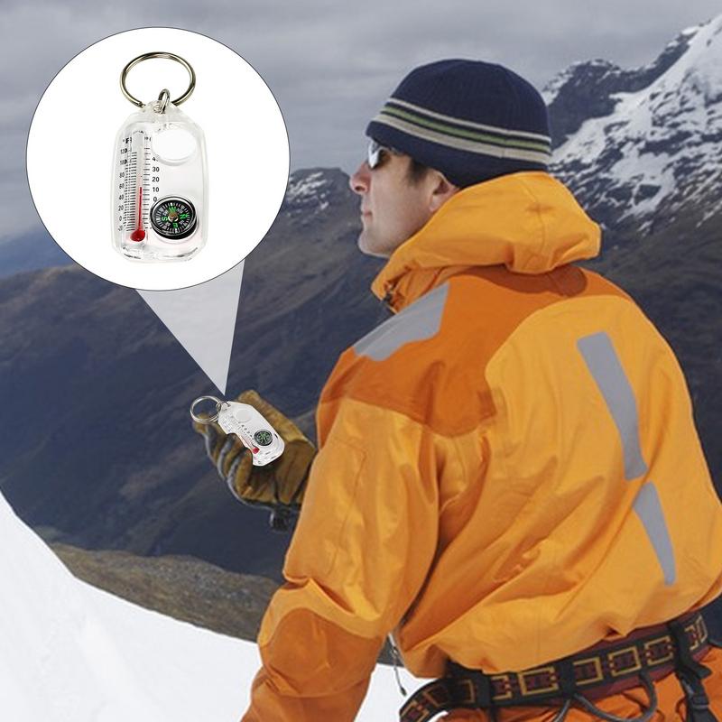 Guiding Compass Thermometers Keyring Pocket Compass Keychain Survival Multi Tool Outdoor Equipment For Hiking Climbing