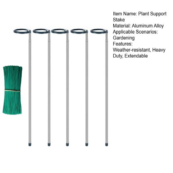 5Pcs Extendable Plant Support Stakes Aluminum Alloy Plant Stem Holder Adjustable Tomato Stakes with Ties for Amaryllis Monstera Vegetables