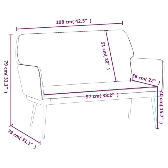 351383 vidaXL Banc Gris foncé 108x79x79 cm Velours
