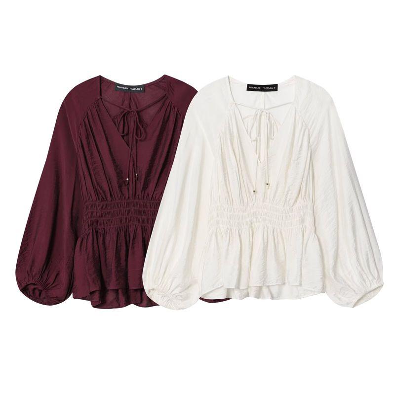 Araltay New Arrival Fashion Style Women's Clothing Fashion All-Match Minimalist Pure Color Ruched Shirt Tops 1300636