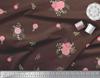 Soimoi Japan Crepe Satin Fabric Leaves,Aster & Camellia Flower Printed Craft Fabric by the Metre 42 Inch