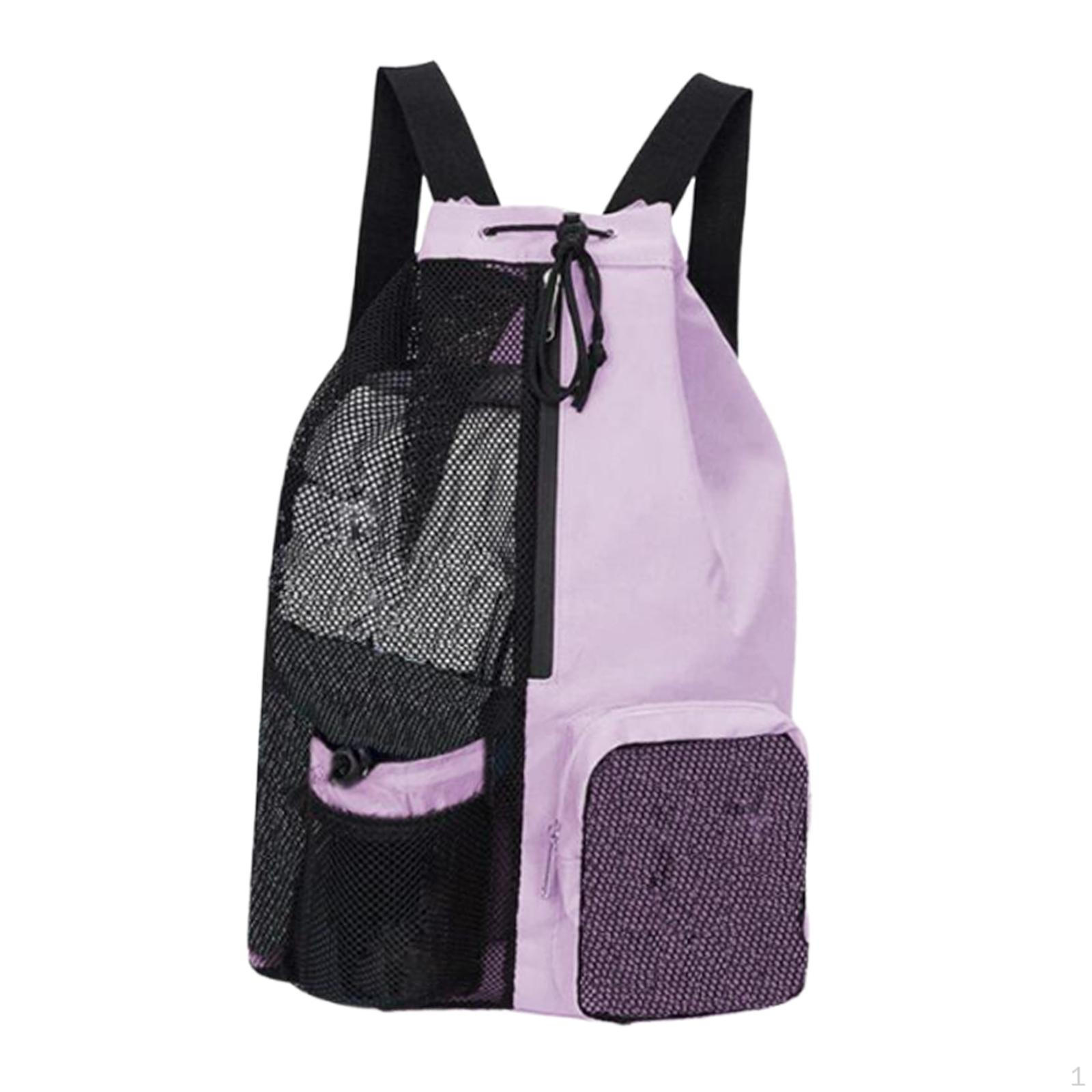 

Drawstring Backpack Swim Bag Folding Large Capacity Portable Workout Gear Breathable Organizer Nylon фиолетовый