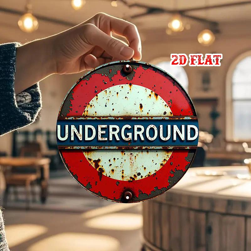 

Vintage London Underground Round Metal Tin Sign Retro Distressed Underground Wall Decor for Man Cave Bar Home Subway Ent 20x20cm(8x8inch)