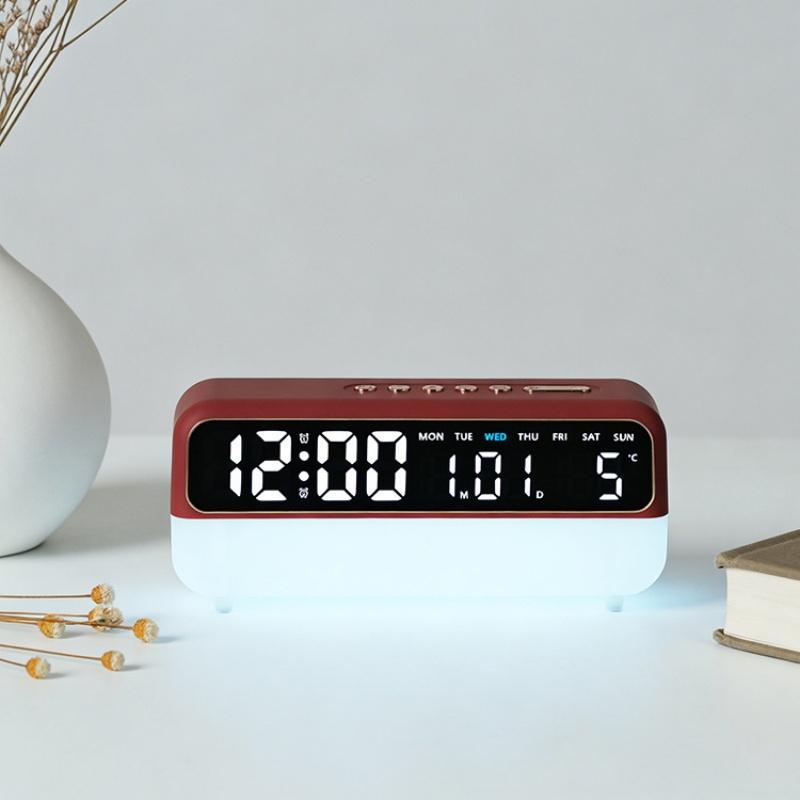 LED Digitaler Wecker Sprachsteuerung Temperatur Datum Wochentag Anzeige Timer Helligkeitseinstellung Elektronische Tischuhr Mit Umgebungslicht 12/24H