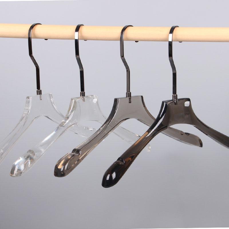 Acrylic Transparent Hangers with Black and Gunmetal Hooks for Women's and Men's Clothing