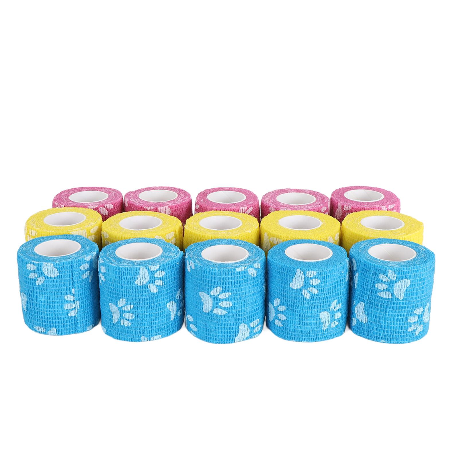 

15 шт. чехлы для татуировок, самоклеящиеся эластичные ленты для татуировок с принтом лапы, желтые, синие, розовые