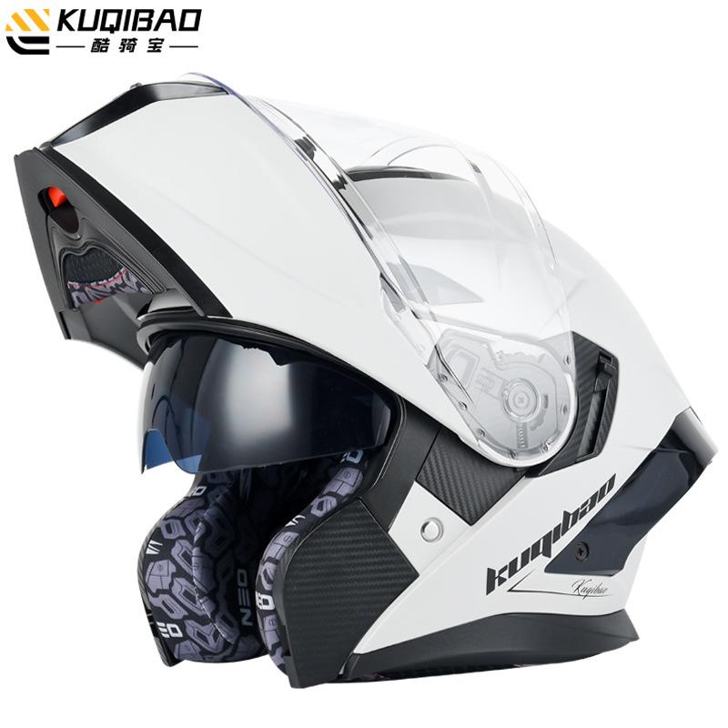 

Kuqibao мотоциклетный шлем с двойной линзой, откидной шлем, электрический мотоциклетный Bluetooth-шлем, долговечный сертифицированный 3C полный шлем M африканских фиолетовый