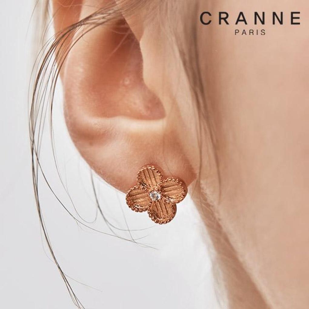 [CRANNE] Cercei cu motiv floare și trifoi placat cu aur de 14K C24EB327