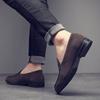 2025 new matte leather shoes men's British style one-pedal lazy loafers genuine leather suede fur Doudou shoes