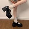 Black Thick Heel Mary Jane Shoes Women  New Goth Chunky Platform Pumps Single Shoe Woman Ankle Buckle Party Lolita Shoes